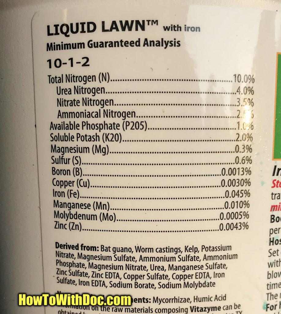 liquid lawn fertilzer label